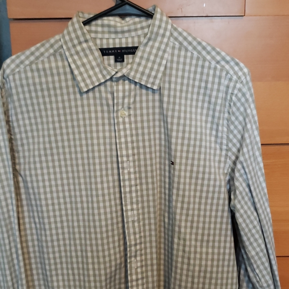 Mens grey plaid button down shirt